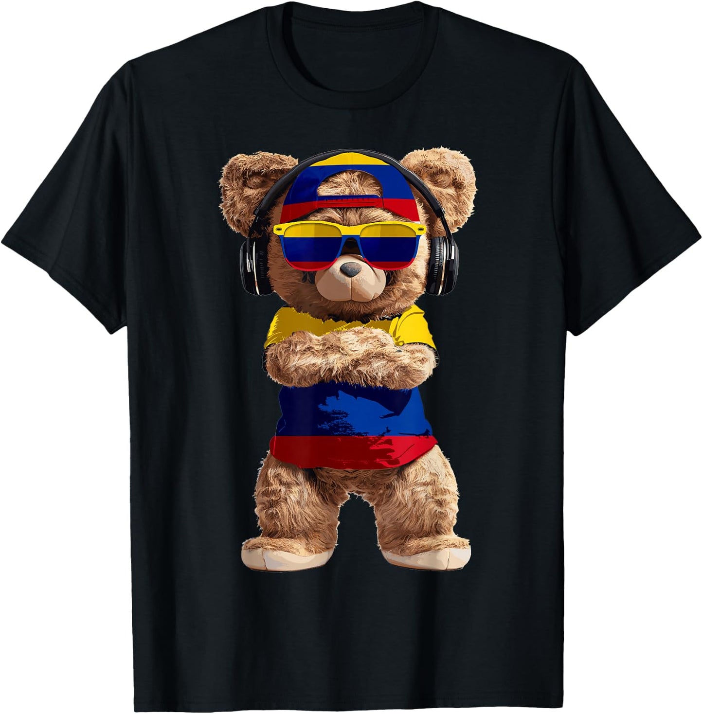 Colombia Flag Souvenirs Bear Outfit Products Colombian T-Shirt - T-Shirt | Black