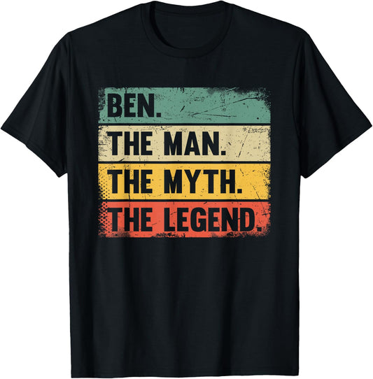 Ben The Man The Myth The Legend - Retro Gift Ben T-Shirt - T-Shirt | Black