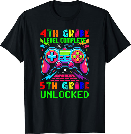 4th Grade Level Complete 5th Grade Unlocked Gamer Students T-Shirt - T-Shirt | Black