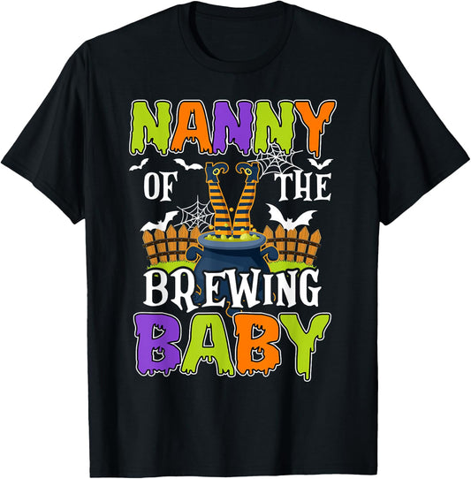 Nanny Of The Brewing Baby Halloween Witch Baby Funny T-Shirt - T-Shirt | Black
