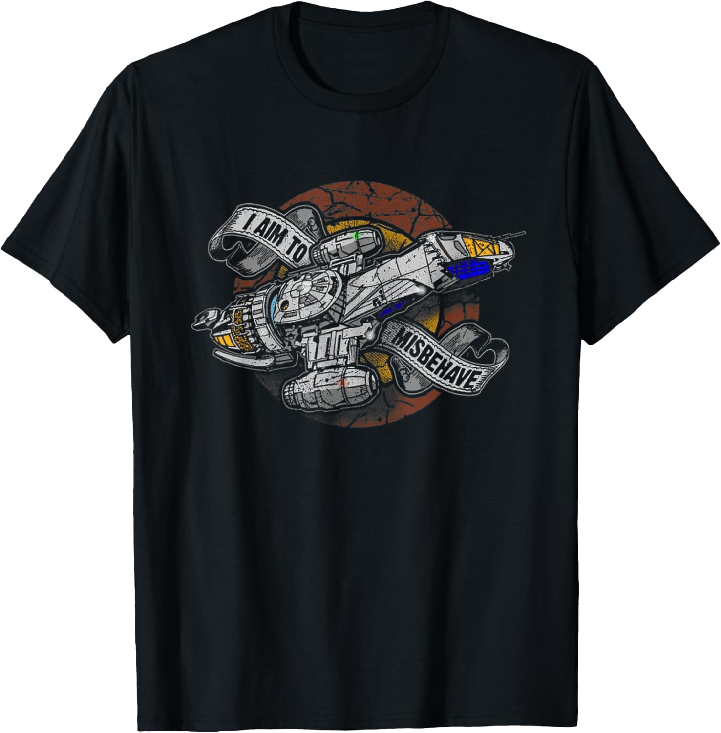 I Aim To Misbehave Retro Ship Works T-Shirt - T-Shirt | Black