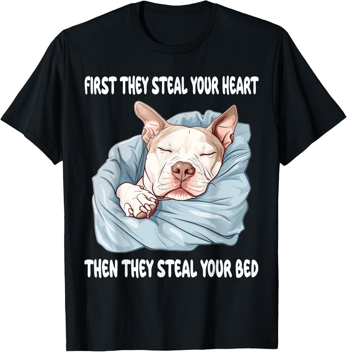 Pitbull Sleeping Pajamas Nightgown T-Shirt - T-Shirt | Black
