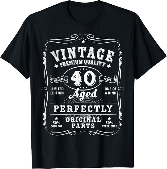 Vintage 40th Birthday Decorations Men Gag Funny 40 Birthday T-Shirt - T-Shirt | Black