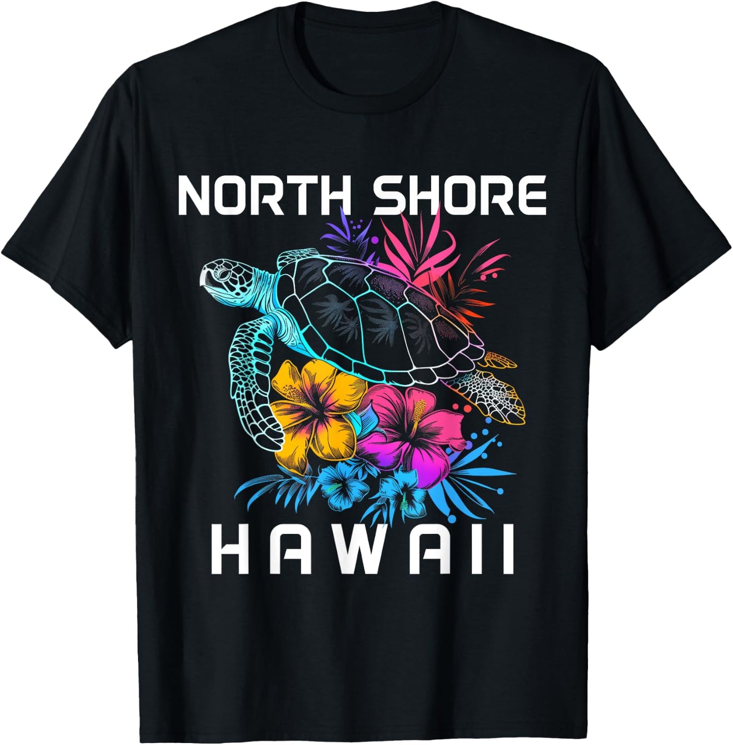 North Shore Hawaii Sea Turtle Hawaiian Diving Surfer T-Shirt - T-Shirt | Black