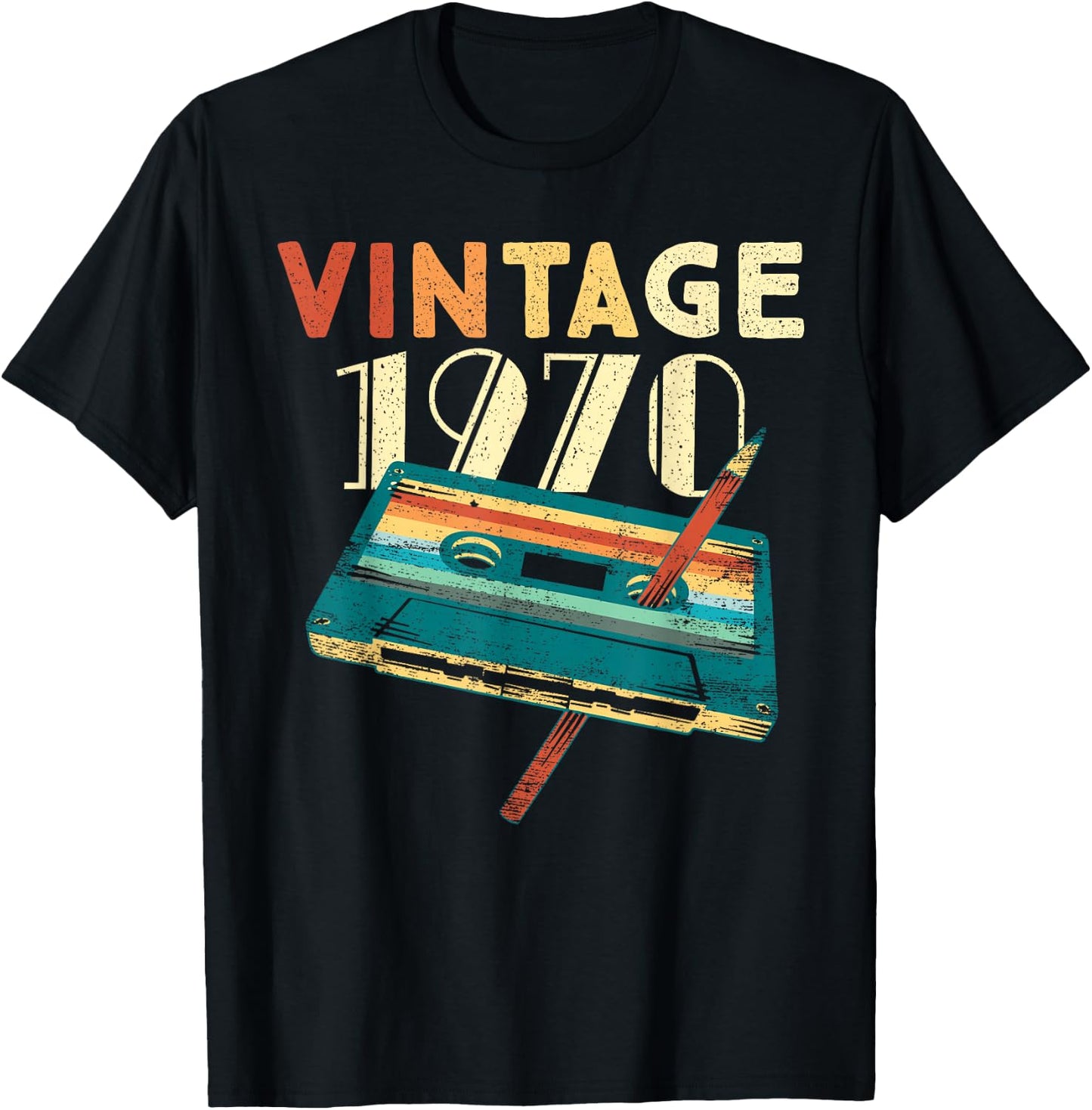 55 Years Old Gifts Vintage 1970 Music Cassette 55th Birthday T-Shirt - T-Shirt | Black