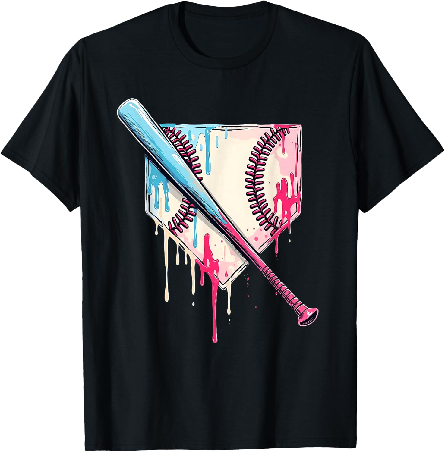 Cool Sport Baseball Home Plate Drip With Sprinkles Drip T-Shirt - T-Shirt | Black