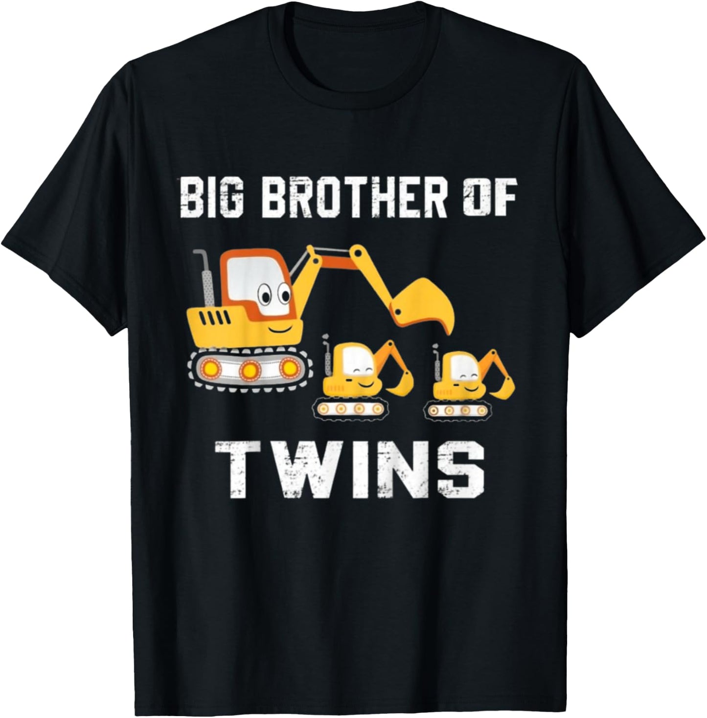 Kids Big brother Of Twins 2026 Construction Excavator Toddlers T-Shirt - T-Shirt | Black