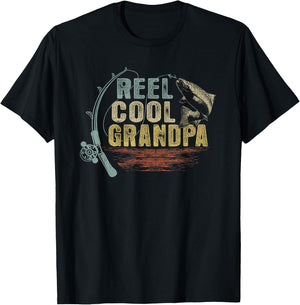 Funny Fishing Vintage Reel Cool Grandpa T-Shirt - T-Shirt | Black