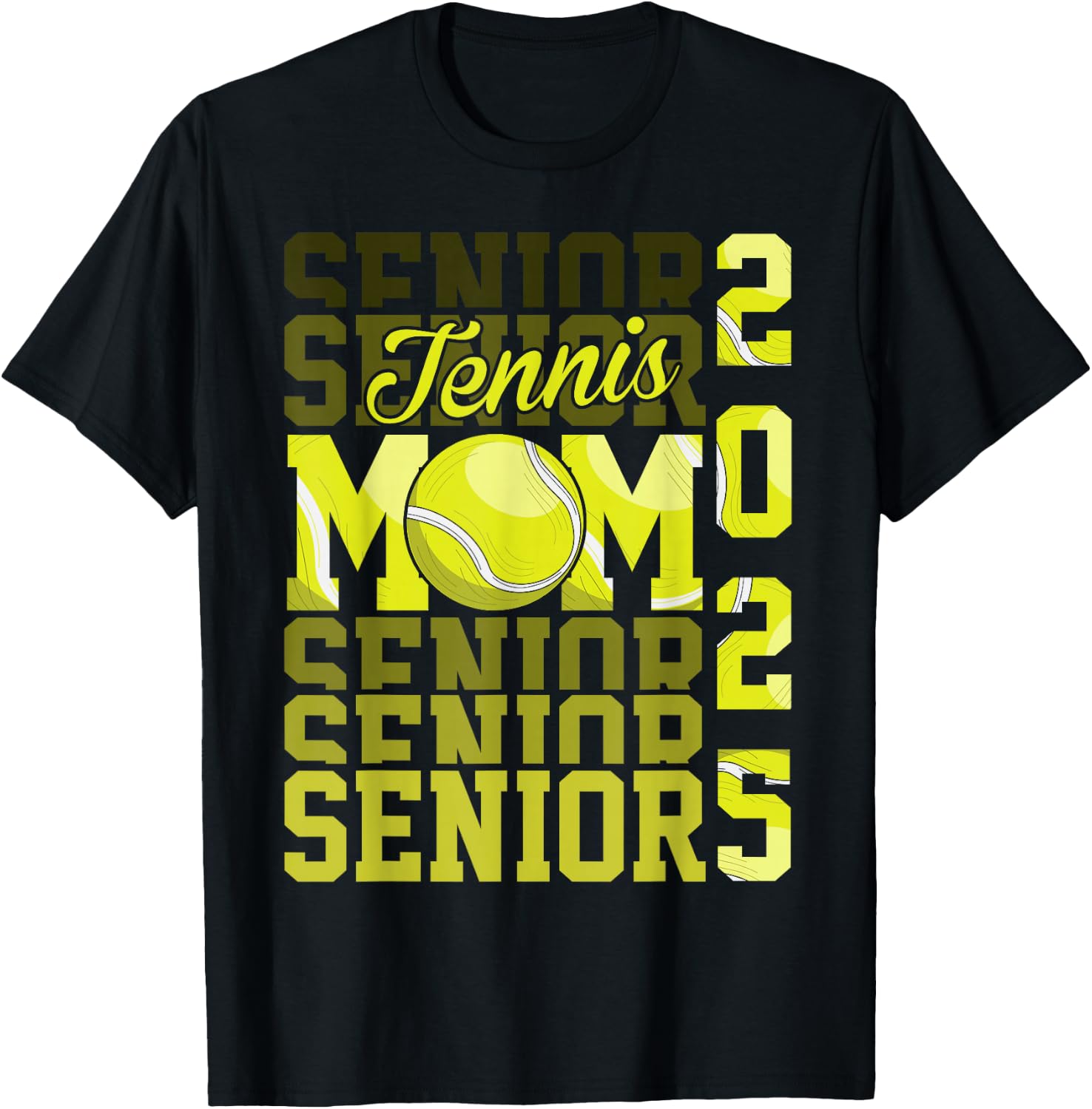 Proud mom of a tennis senior 2025 class of 25 graduation T-Shirt - T-Shirt | Black