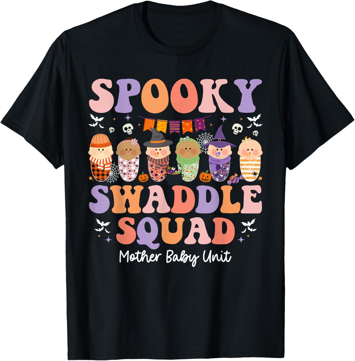 Spooky Swaddle Squad Mother Baby Unit Halloween T-Shirt - T-Shirt | Black