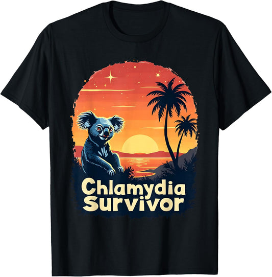 Chlamydia Survivor Funny Adult Joke Retro Vintage Koala Men T-Shirt - T-Shirt | Black