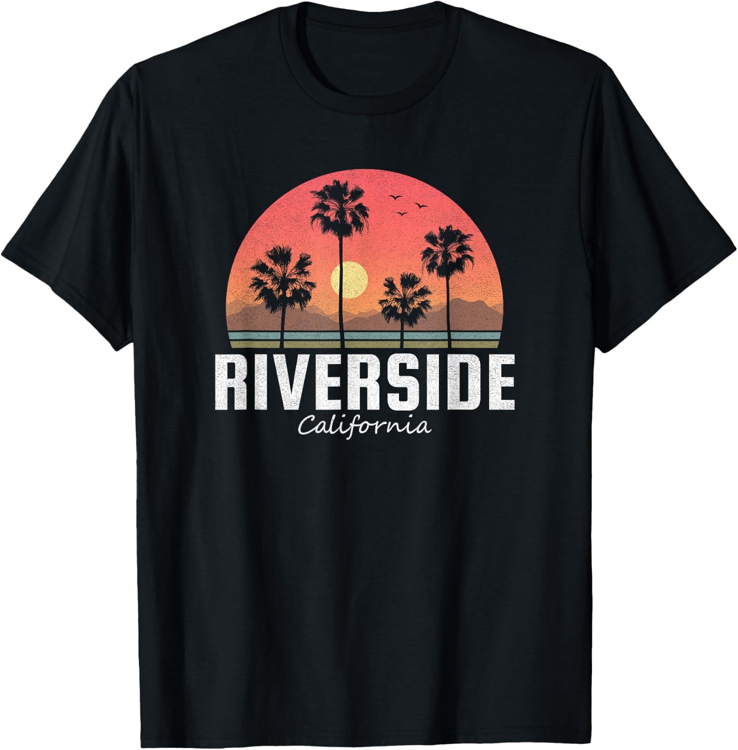 Riverside T Shirt Women Men Kids California Retro Sunset T-Shirt - T-Shirt | Black