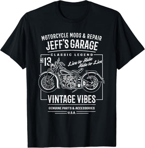 Jeff's Garage Vintage Motorcycle Design for the Name Jeff T-Shirt - T-Shirt | Black