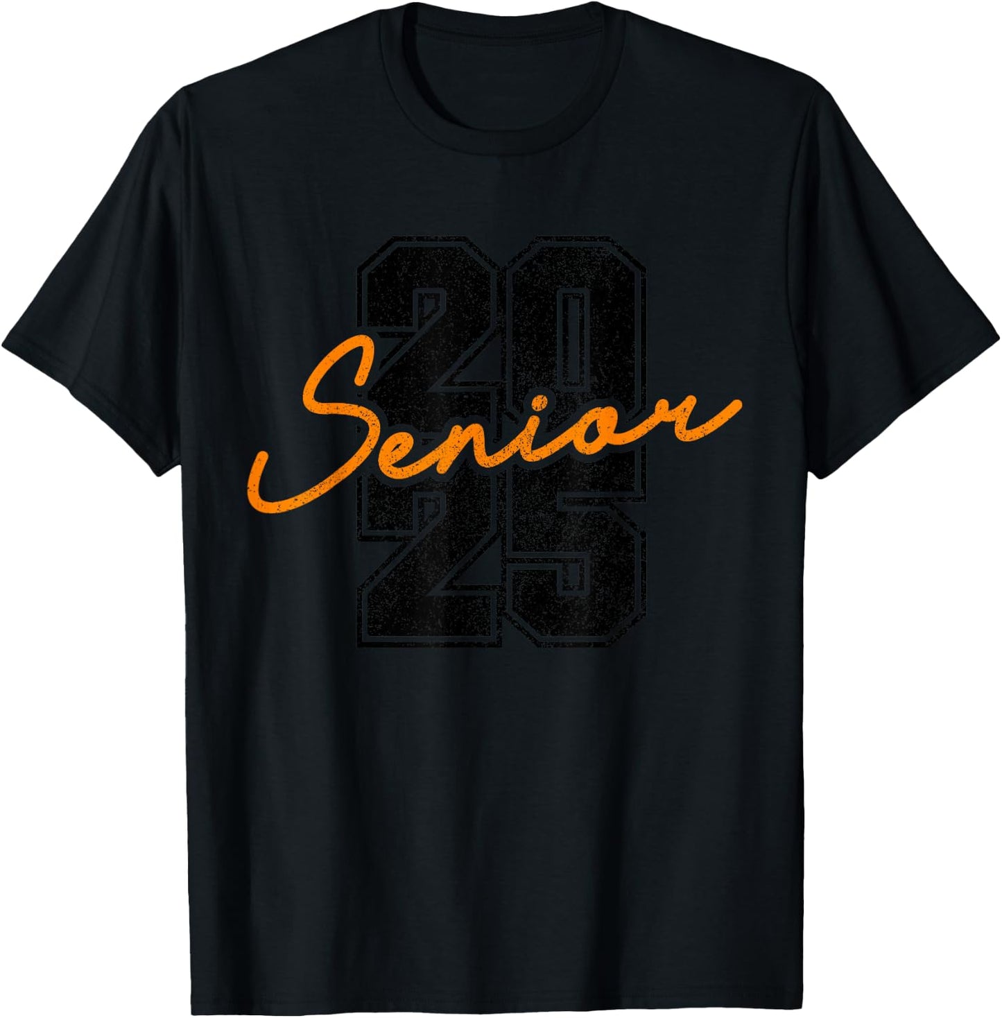 Class of 2025 Senior High School College Grad Retro Orange T-Shirt - T-Shirt | Black