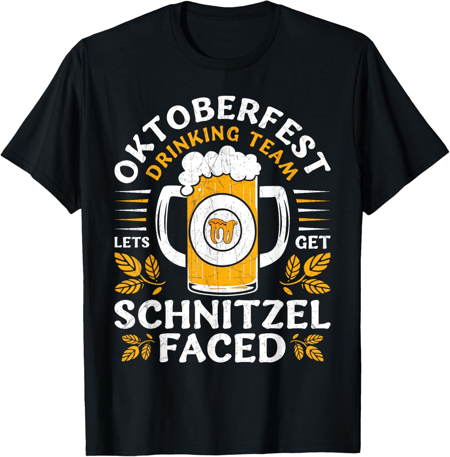 Oktoberfest Beer Drinking Team Lets Get Schnitzel Faced T-Shirt - T-Shirt | Black