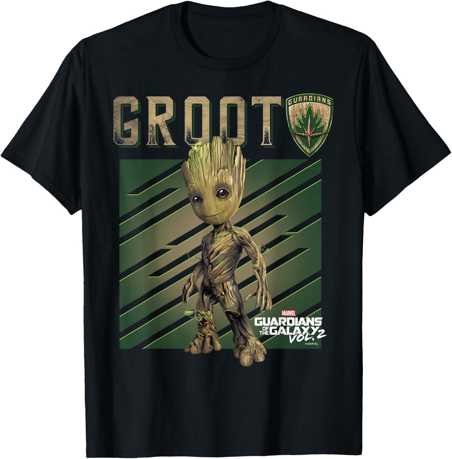 Marvel Guardians of The Galaxy Vol 2 Baby Groot Shield T-Shirt - T-Shirt | Black