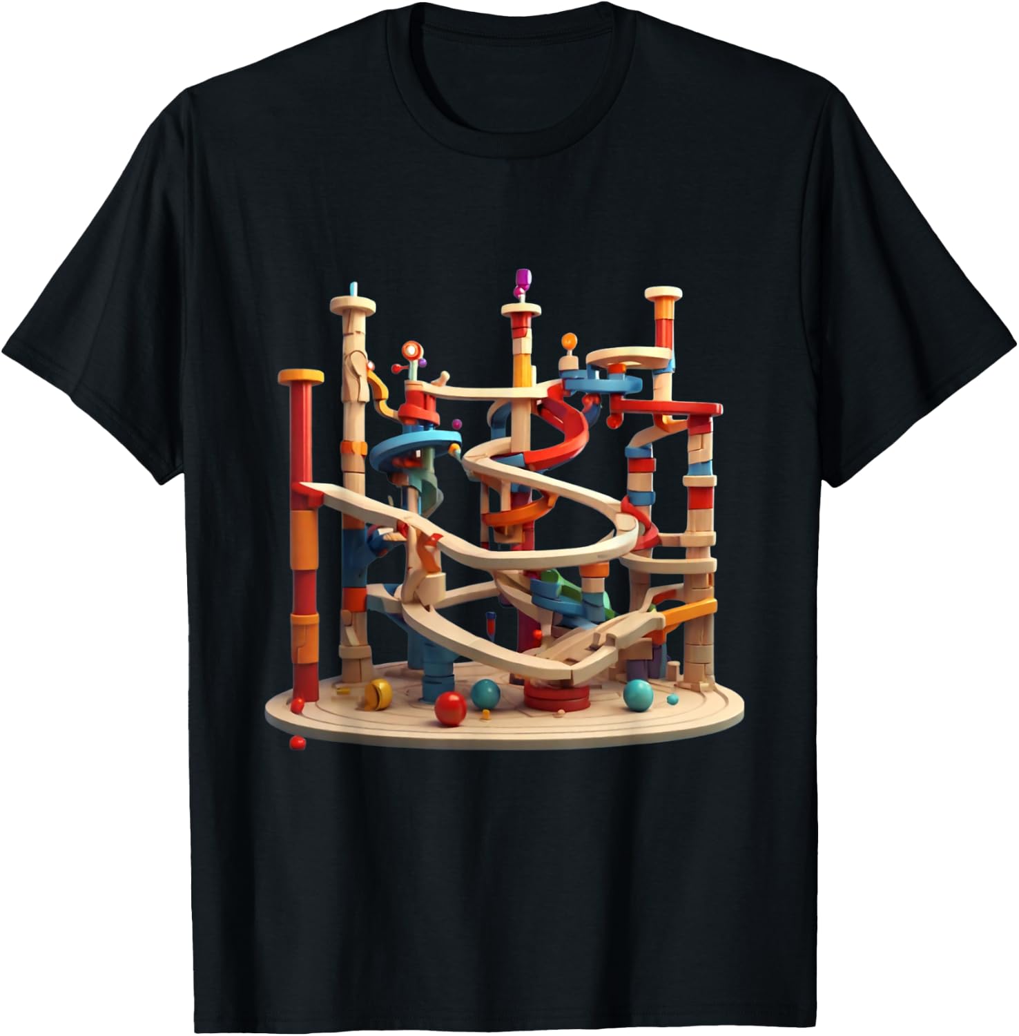 Marble Run Graphic Design T-Shirt - T-Shirt | Black