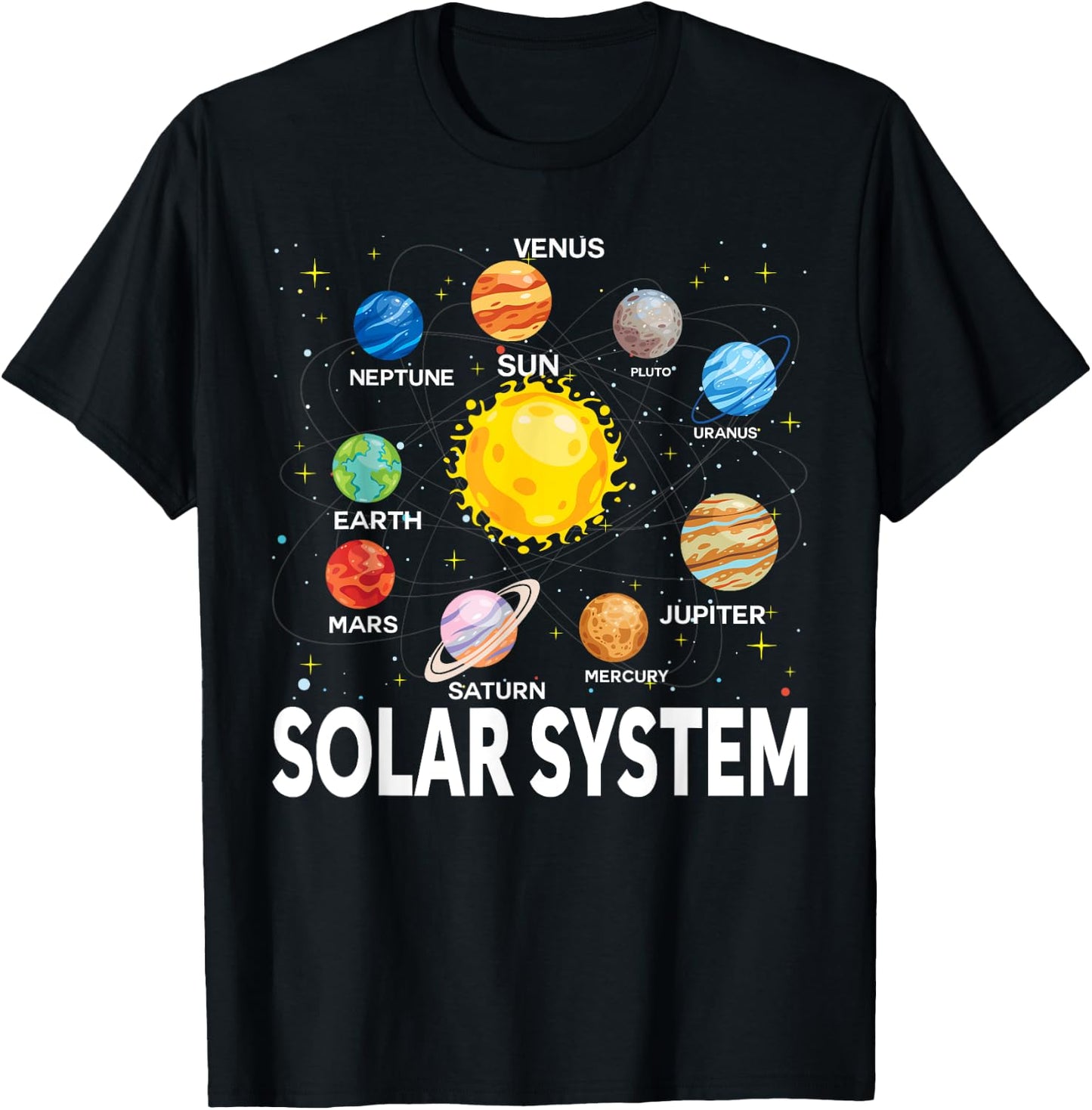 Solar System Planets Science Space Boys Girls STEM Kids T-Shirt - T-Shirt | Black