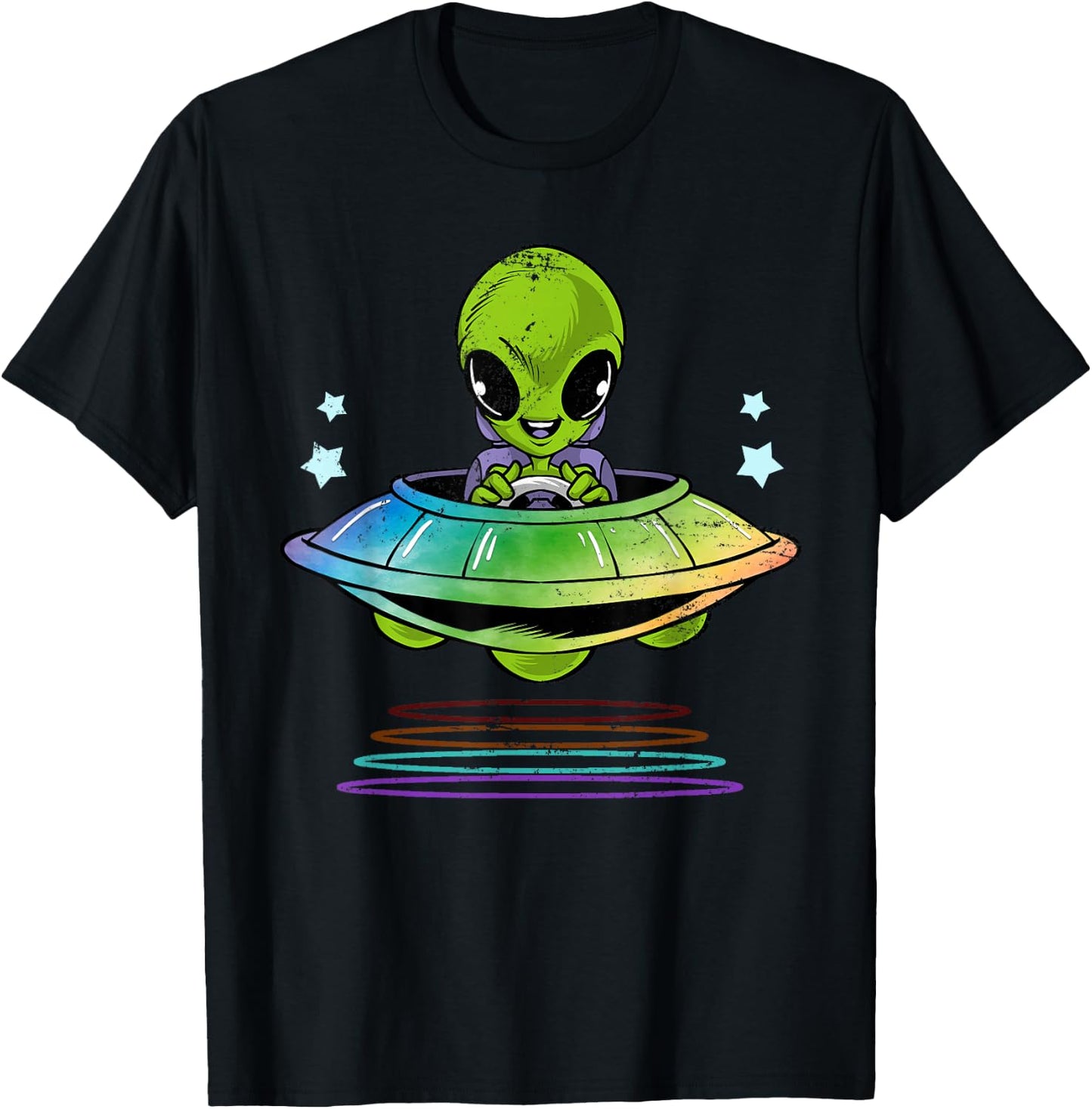 Kids Gift Cute UFO Alien T-Shirt - T-Shirt | Black