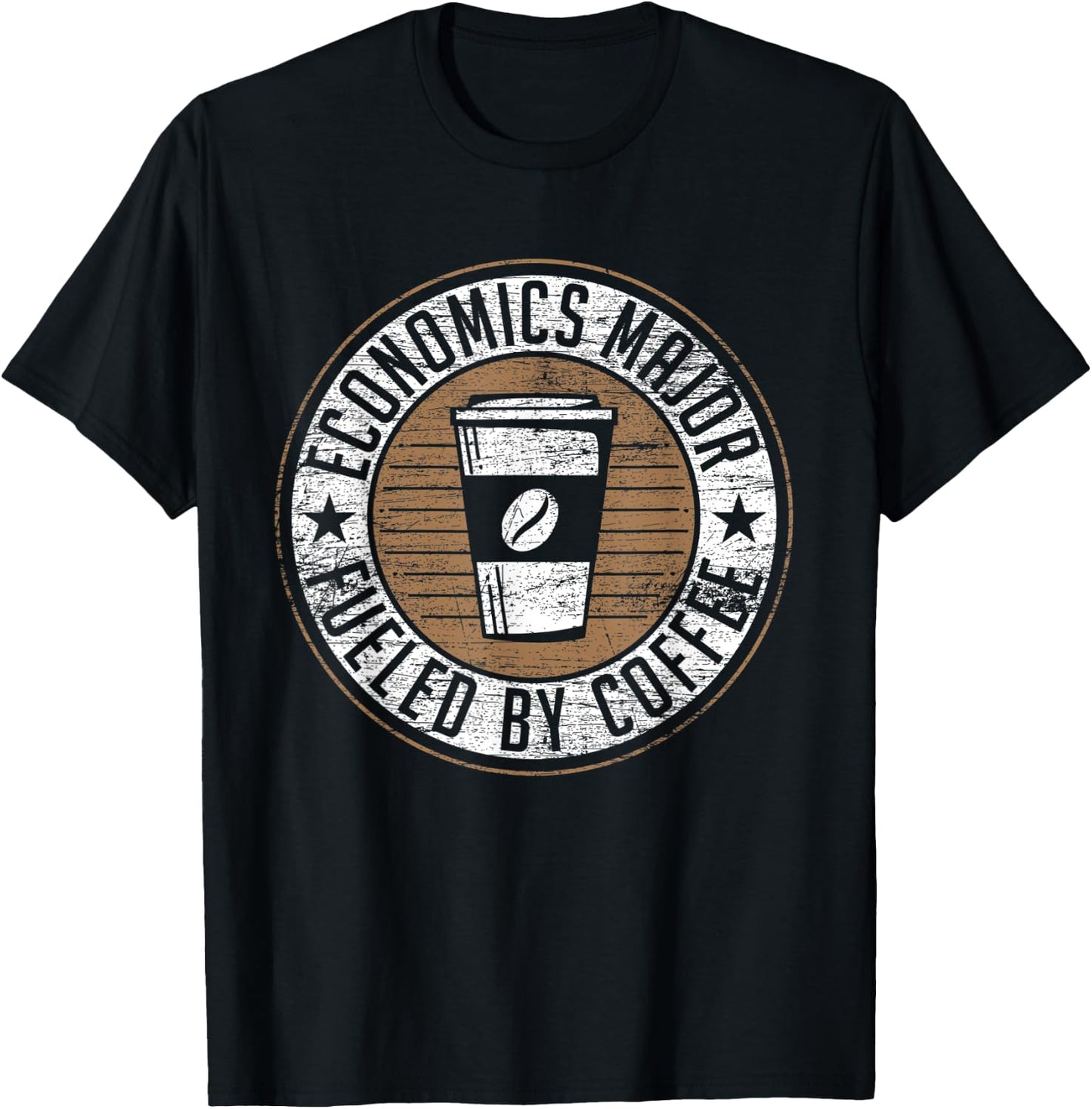 Economics Major Fueled By Coffee T-Shirt - T-Shirt | Black