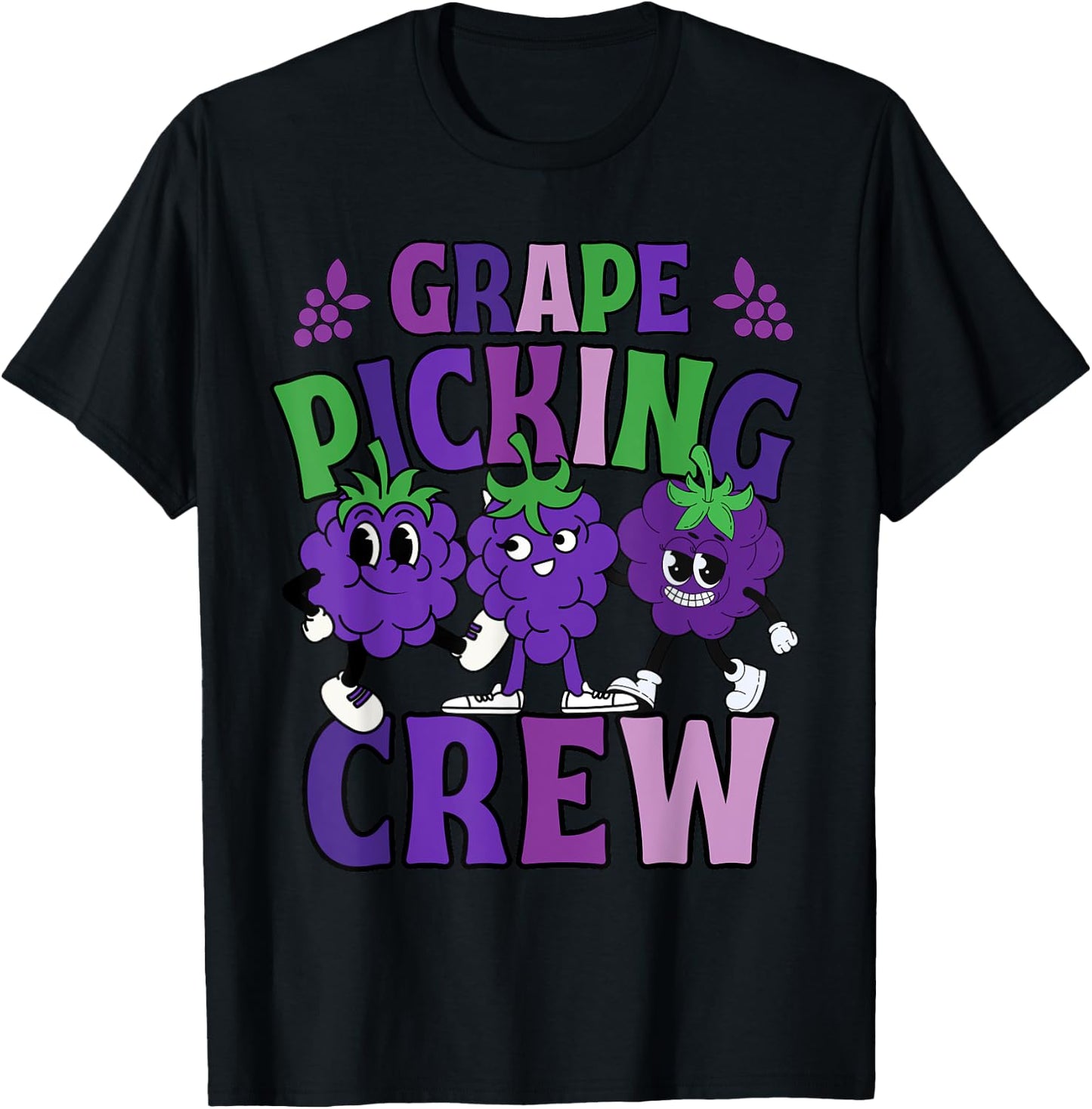 Funny Grape Picking Squad Crew Shirts Custom for Kids 2025 T-Shirt - T-Shirt | Black