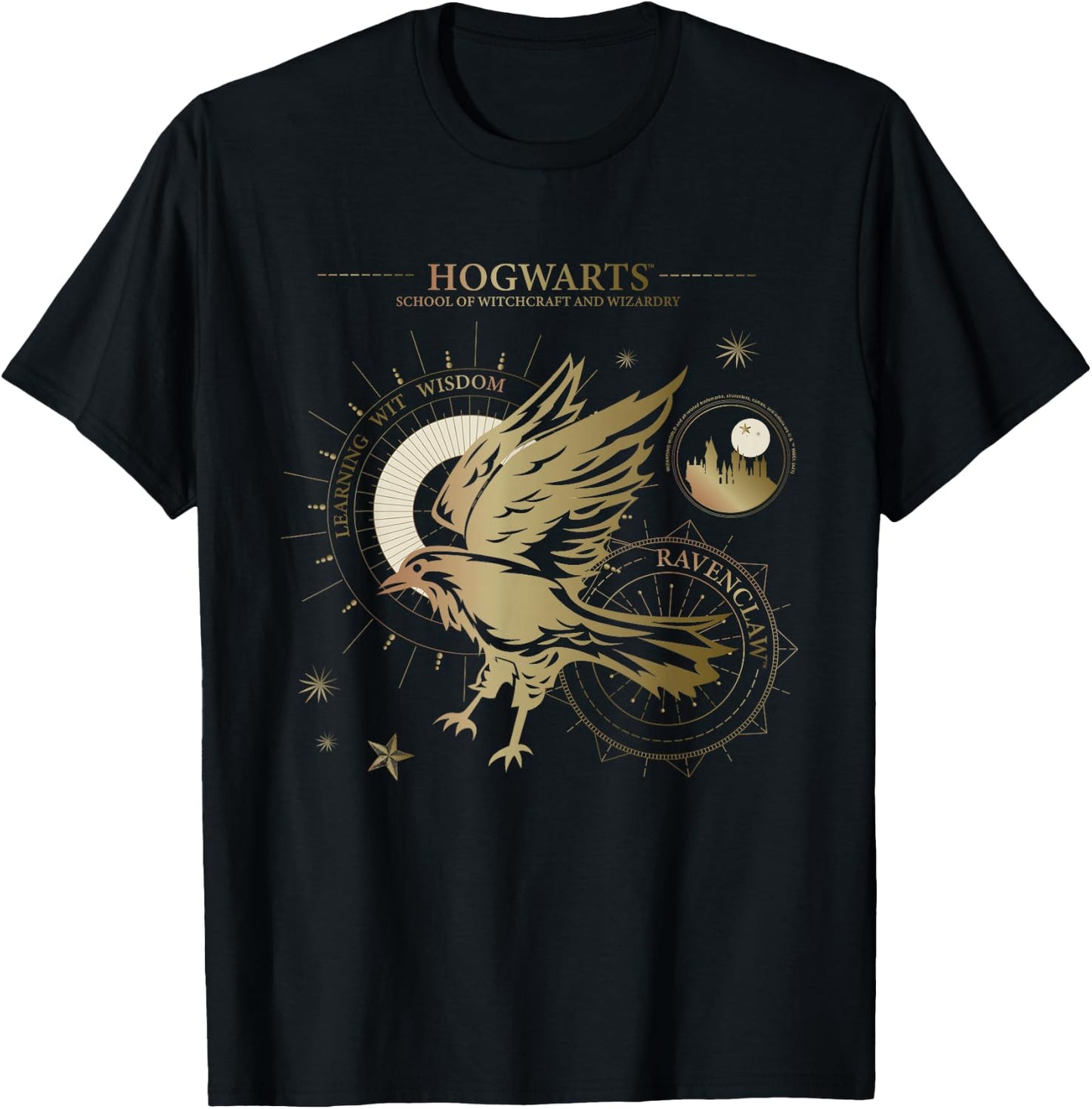 Popfunk Harry Potter Learning, Wit, Wisdom, Ravenclaw -Adults, Kids Blue Short Sleeve T-Shirt - T-Shirt | Black