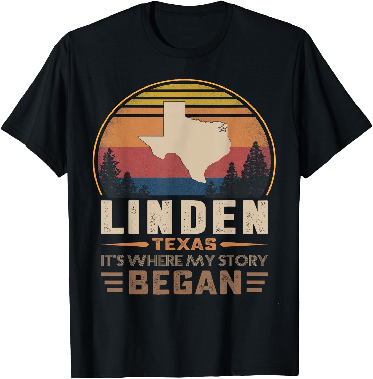 Vintage Linden Texas Hometown My Story Began T-Shirt - T-Shirt | Black