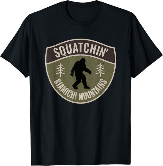 Squatchin' Kiamichi Mountains - Bigfoot Sign Art Sasquatch T-Shirt - T-Shirt | Black
