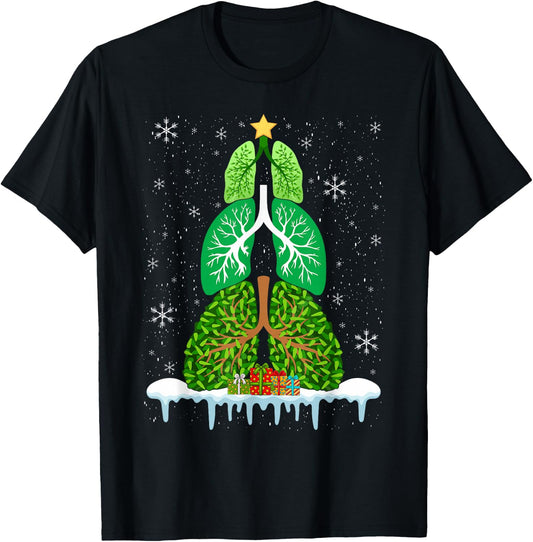 Lung Christmas Tree Respiratory Therapy Xmas Therapist T-Shirt - T-Shirt | Black