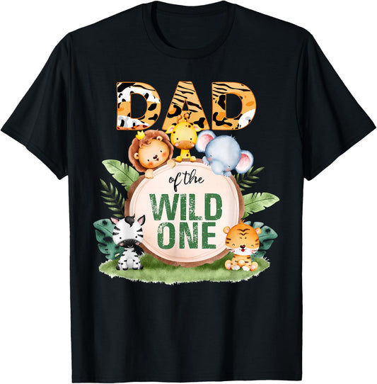 Dad Of The Wild One 1st Birthday Safari Family Matching T-Shirt - T-Shirt | Black