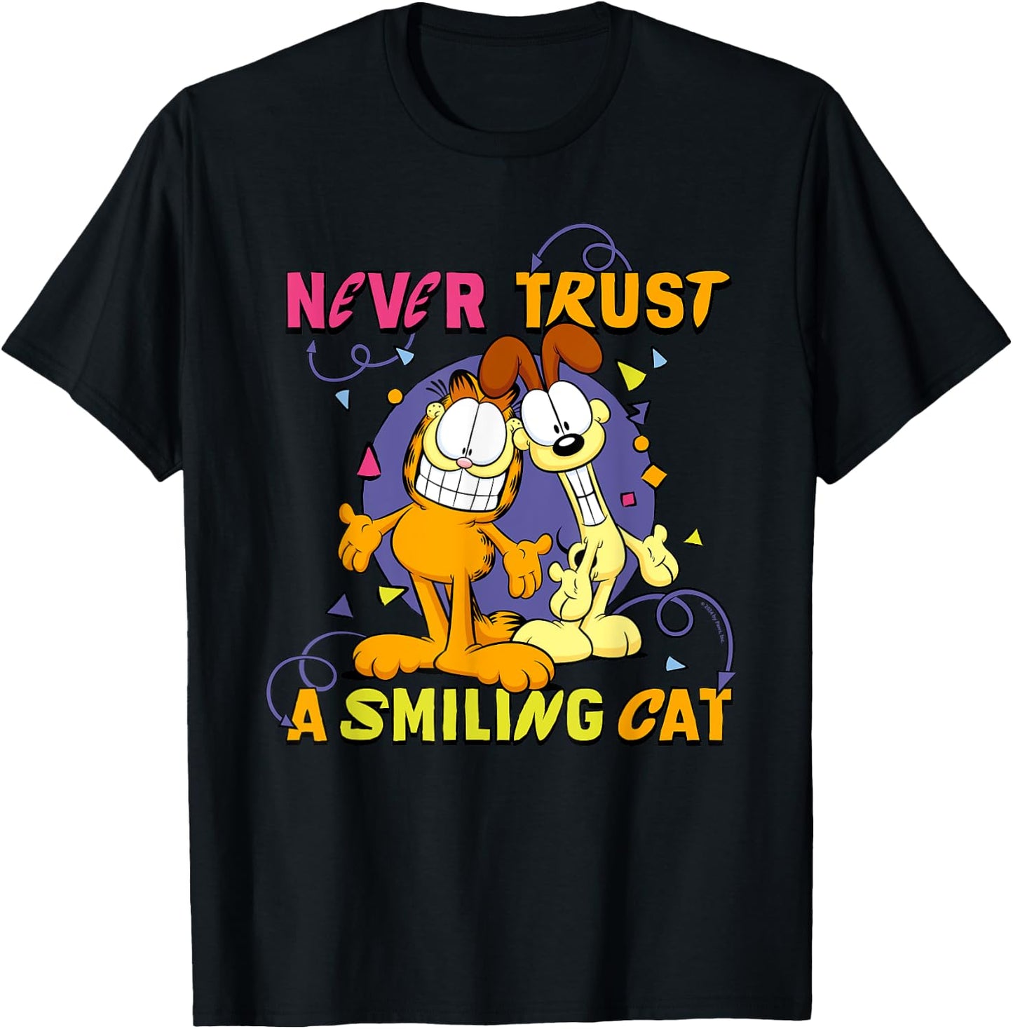 Garfield And Odie Never Trust A Smiling Cat Men Women Kids T-Shirt - T-Shirt | Black