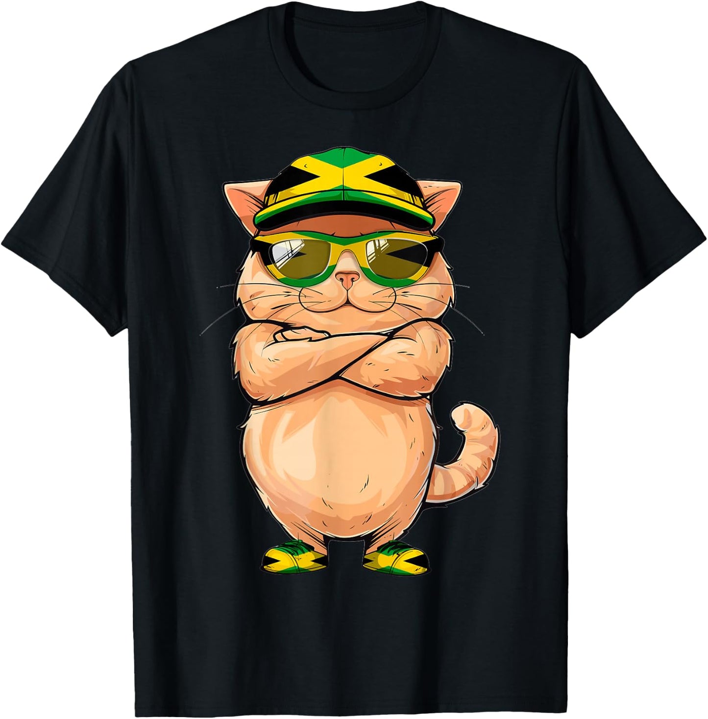 Jamaican Flag Cat Mom Souvenirs Products Kitten Jamaica T-Shirt - T-Shirt | Black