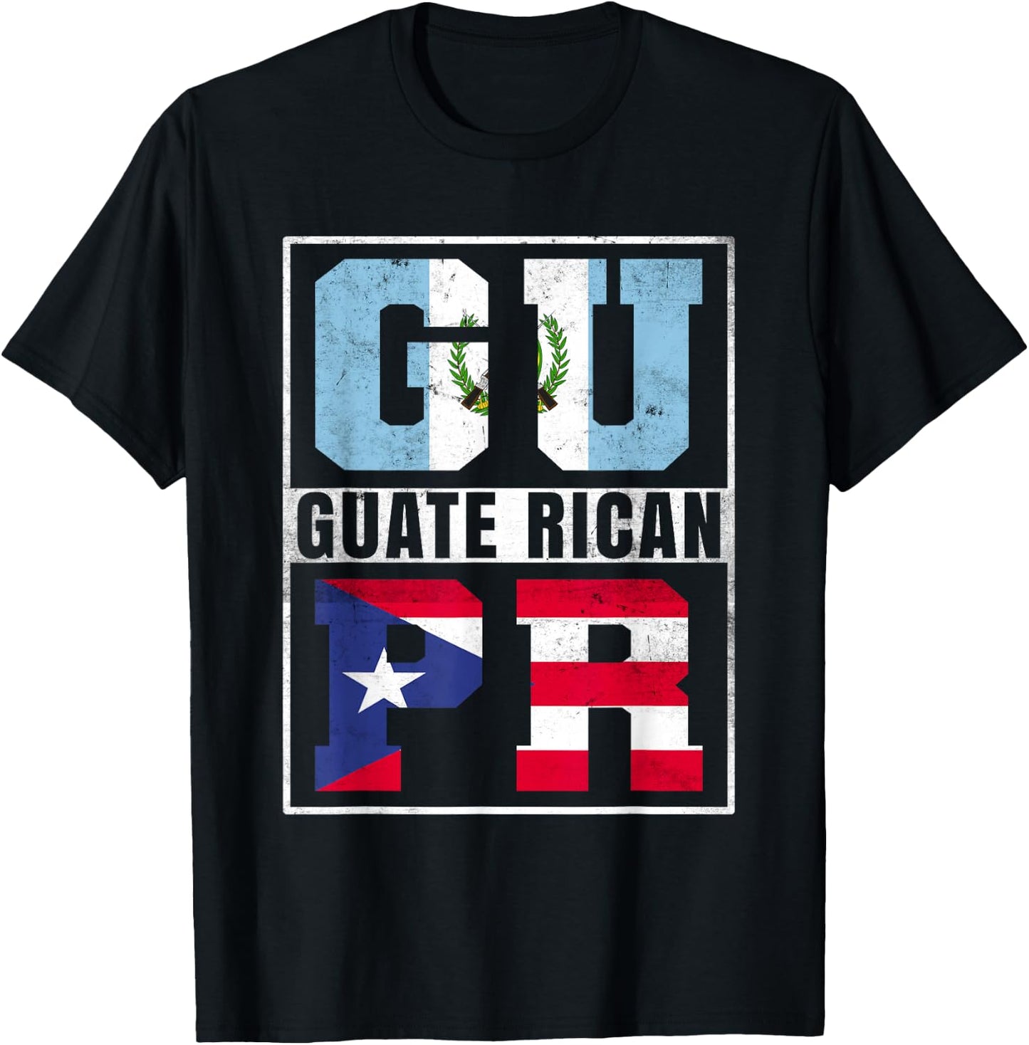 Guate Rican Roots Guatemala and Puerto Rico Mix T-Shirt - T-Shirt | Black