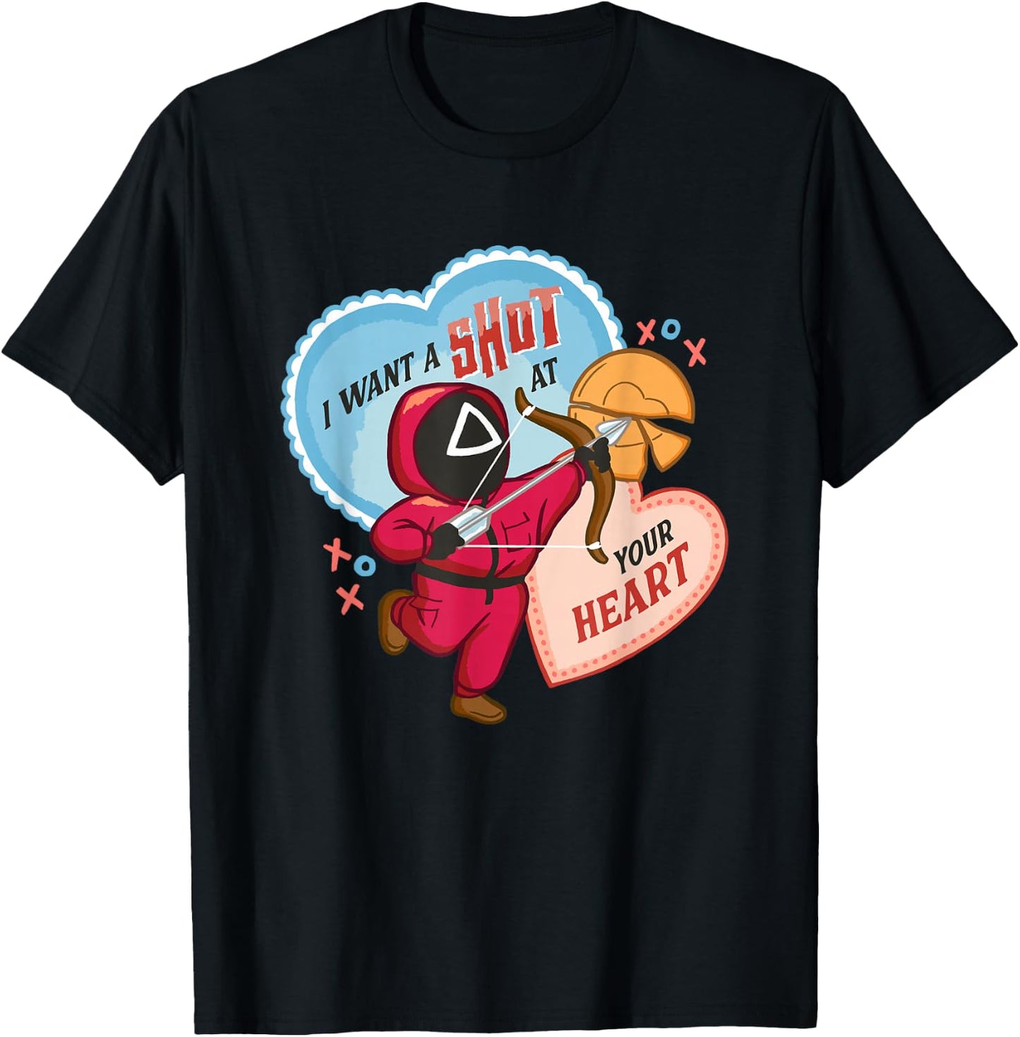 Squid Game Valentine's Day I Want a Shot At Your Heart Logo T-Shirt - T-Shirt | Black
