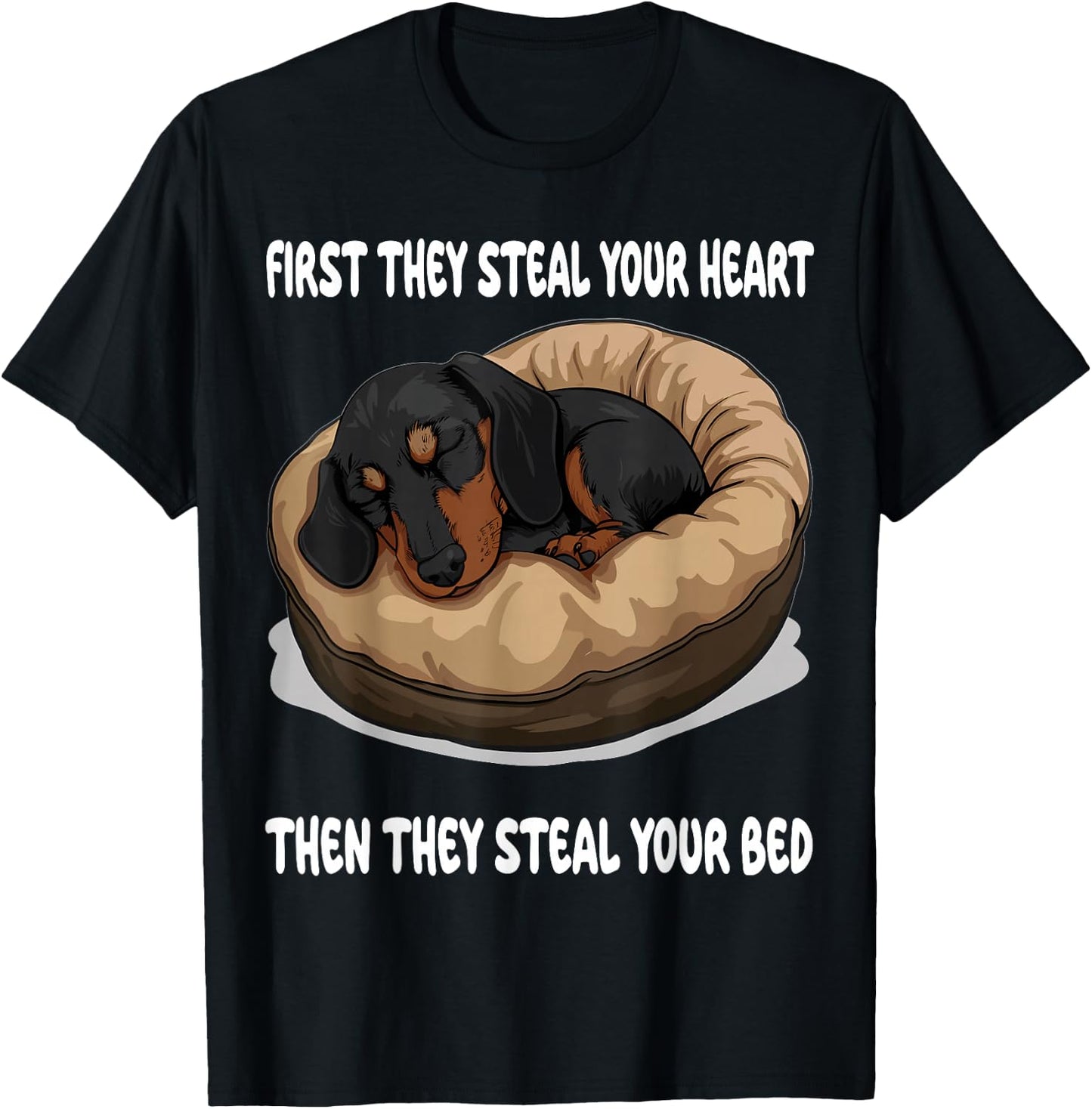 Dachshund Wiener Doxie Sleeping Pajamas Nightgown T-Shirt - T-Shirt | Black