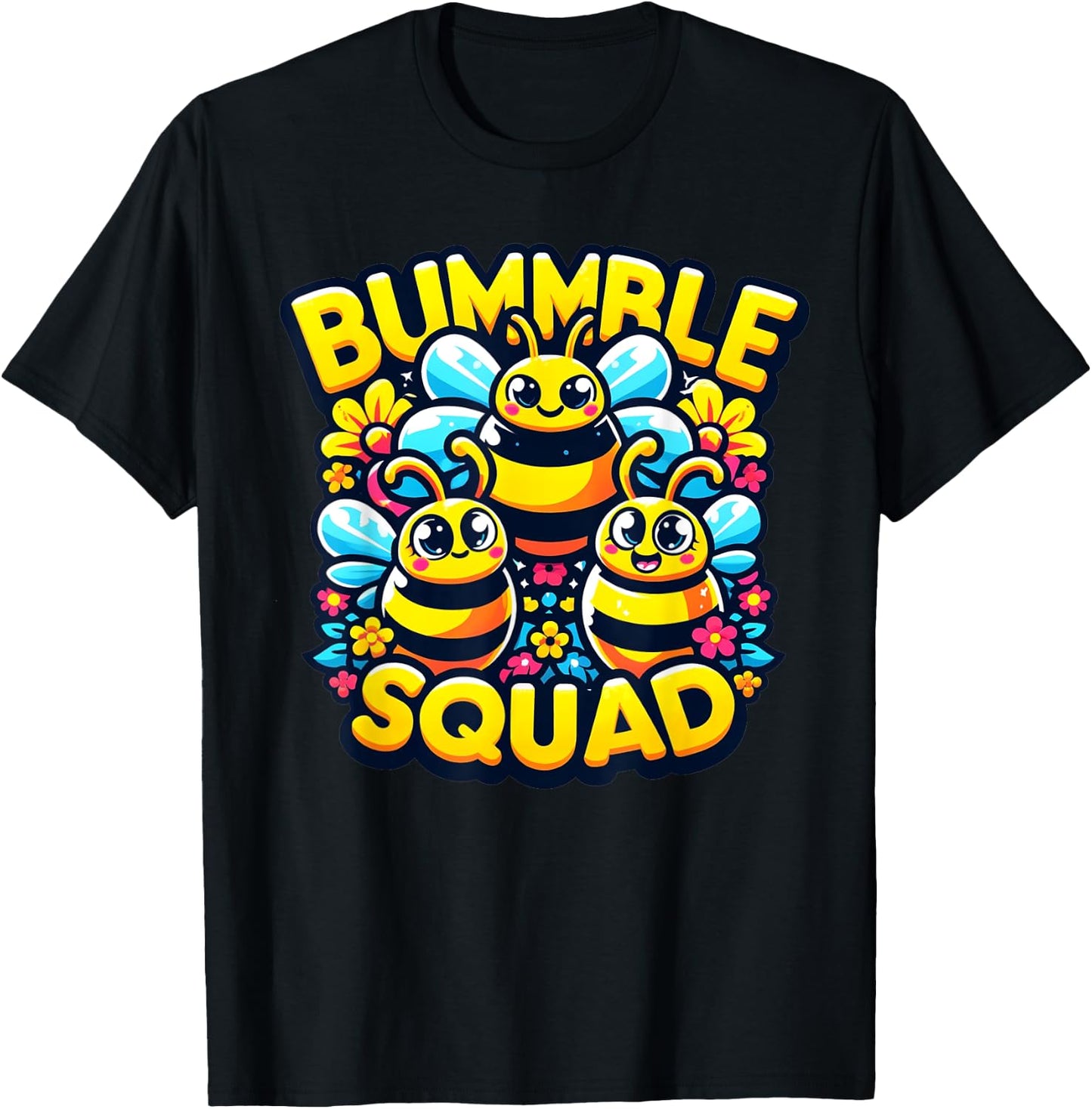 Bumble Bee Squad Funny Bumblebee Friends Team Men Women Kids T-Shirt - T-Shirt | Black