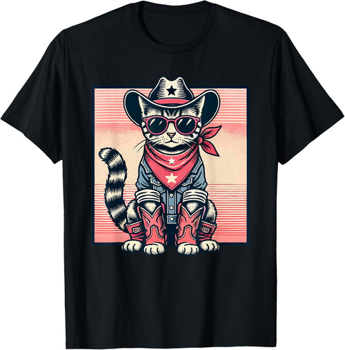 Pink Cowboy Cat Country Western Cottagecore Pink Cowgirl