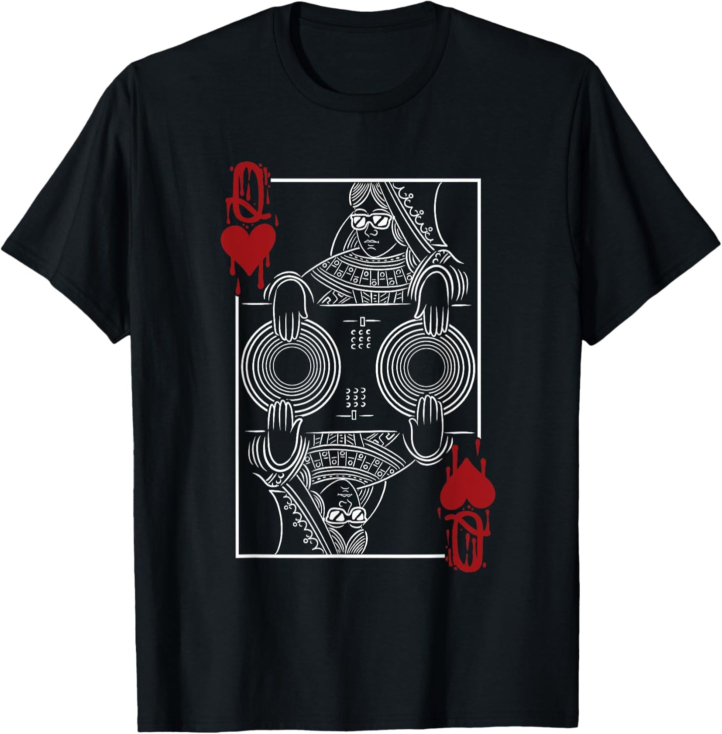 Queen Of Hearts Clubbing Disco Techno Outfit DJ Queen Card T-Shirt - T-Shirt | Black
