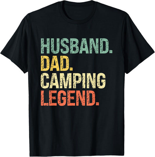 Husband Dad Camping Legend Father's Day Campfire T-Shirt - T-Shirt | Black