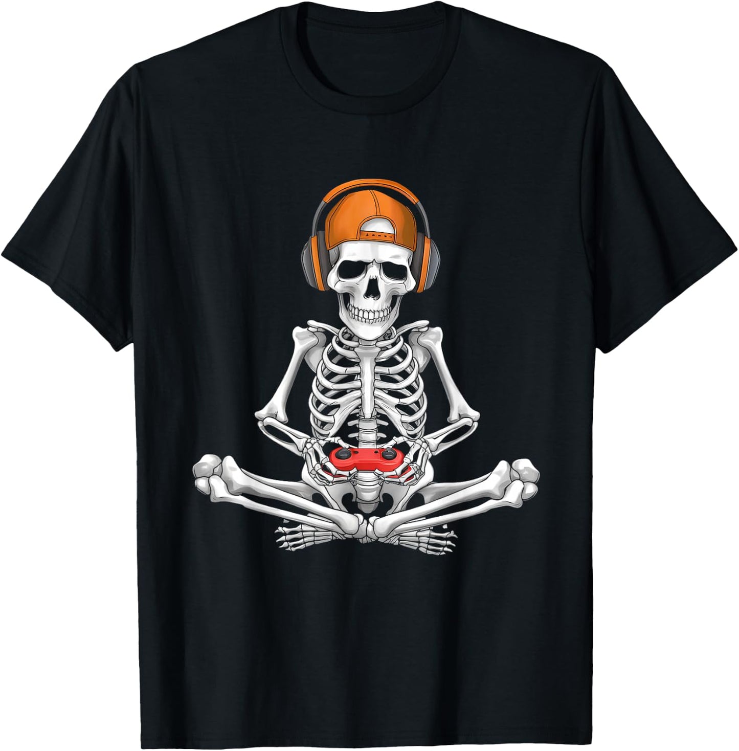 Video Game Skeleton Halloween Gaming Teens Gamer Men Boy Kid T-Shirt - T-Shirt | Black