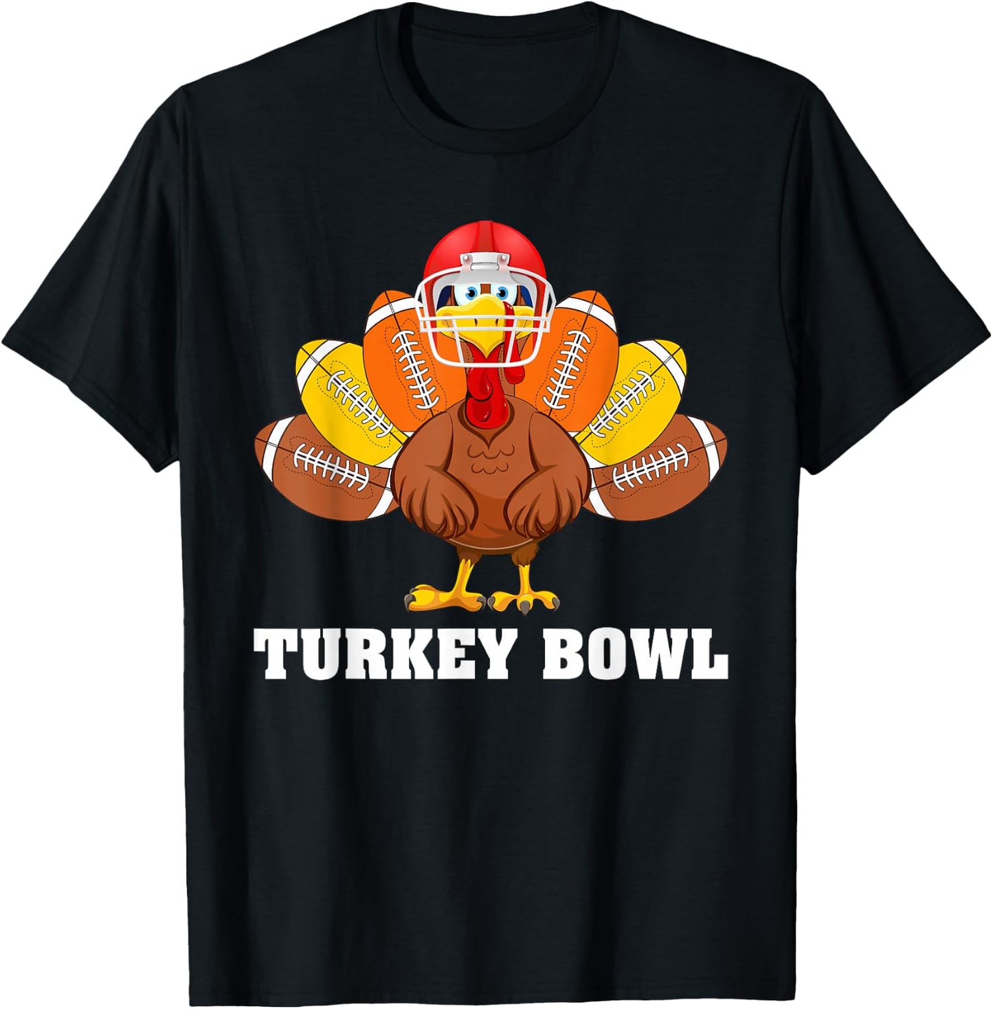 Funny Turkey American Football Bowl Thanksgiving T-Shirt - T-Shirt | Black