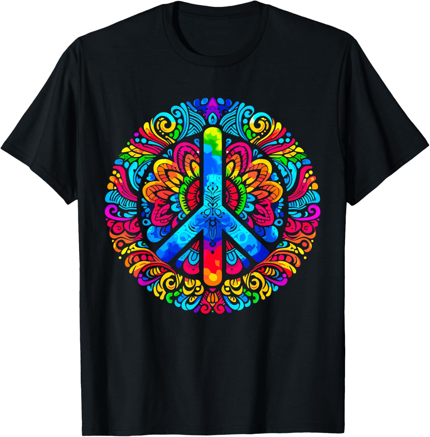 Peace Love Groovy Tie Dye Peace Sign T-Shirt - T-Shirt | Black