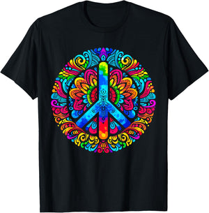 Peace Love Groovy Tie Dye Peace Sign T-Shirt - T-Shirt | Black
