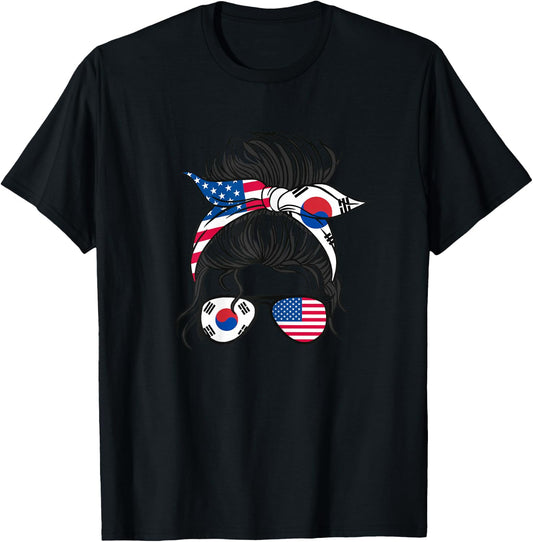 USA American south korean Girl T-Shirt - T-Shirt | Black
