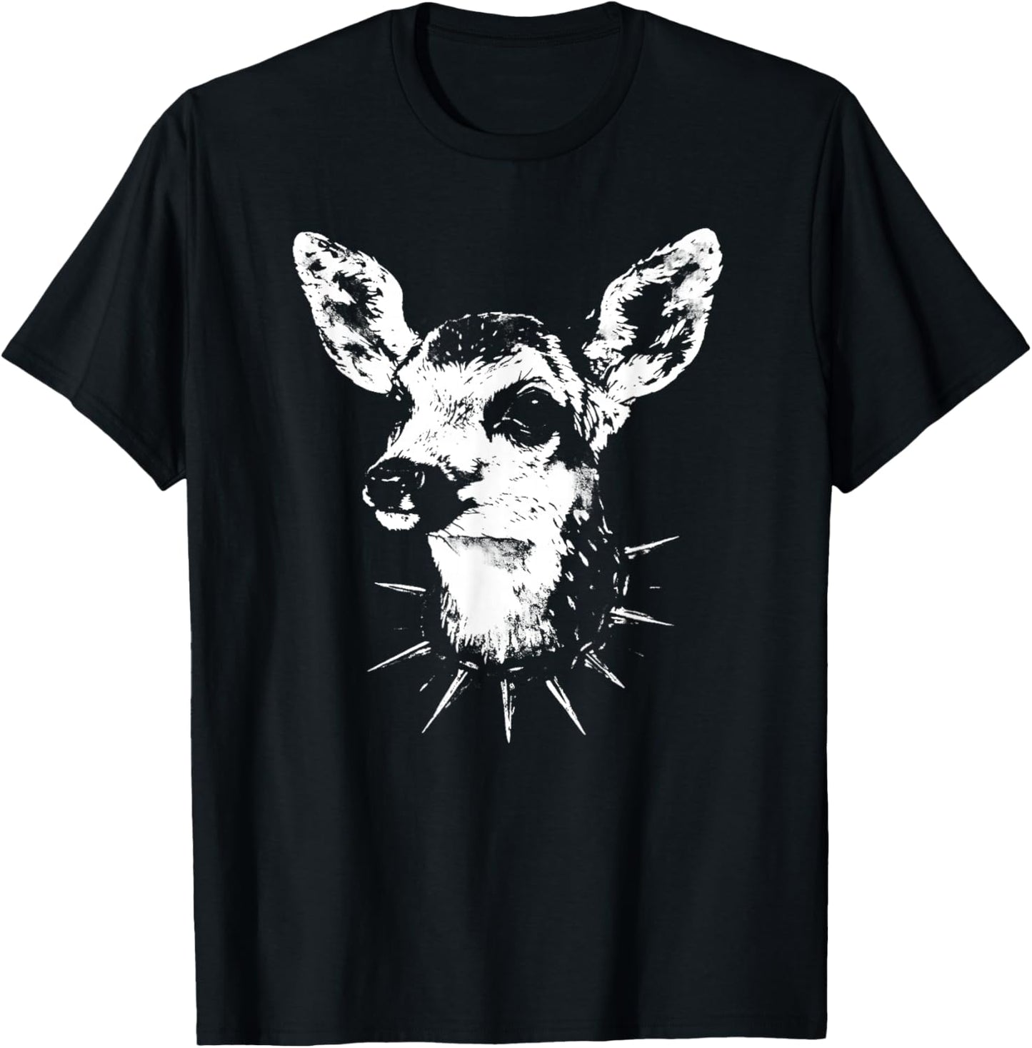 Funny Punk Deer Fawn | Weirdcore Goth Oddly Specific Grunge T-Shirt - T-Shirt | Black