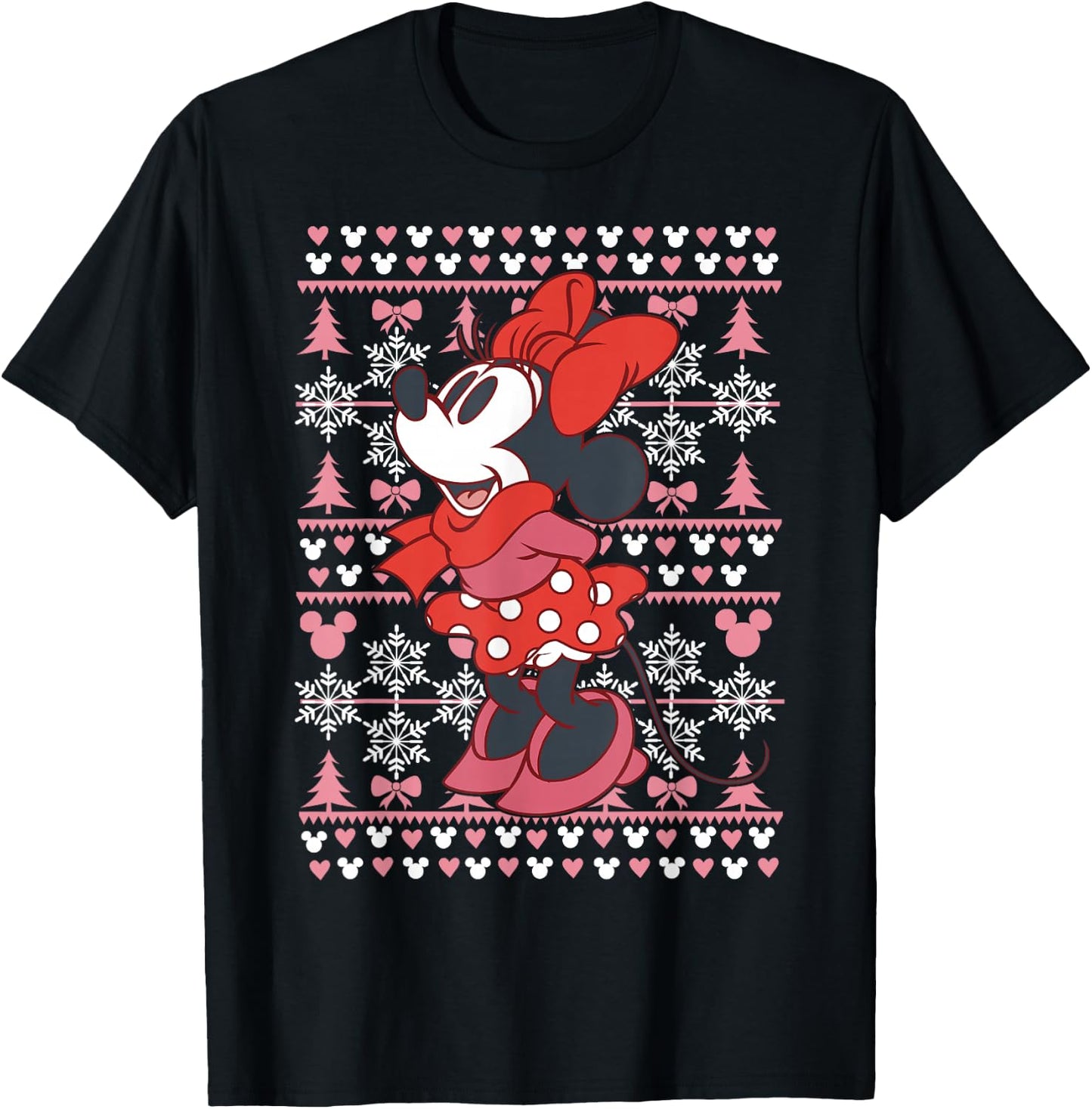 Disney Minnie Mouse Christmas Sweater Style T-Shirt - T-Shirt | Black
