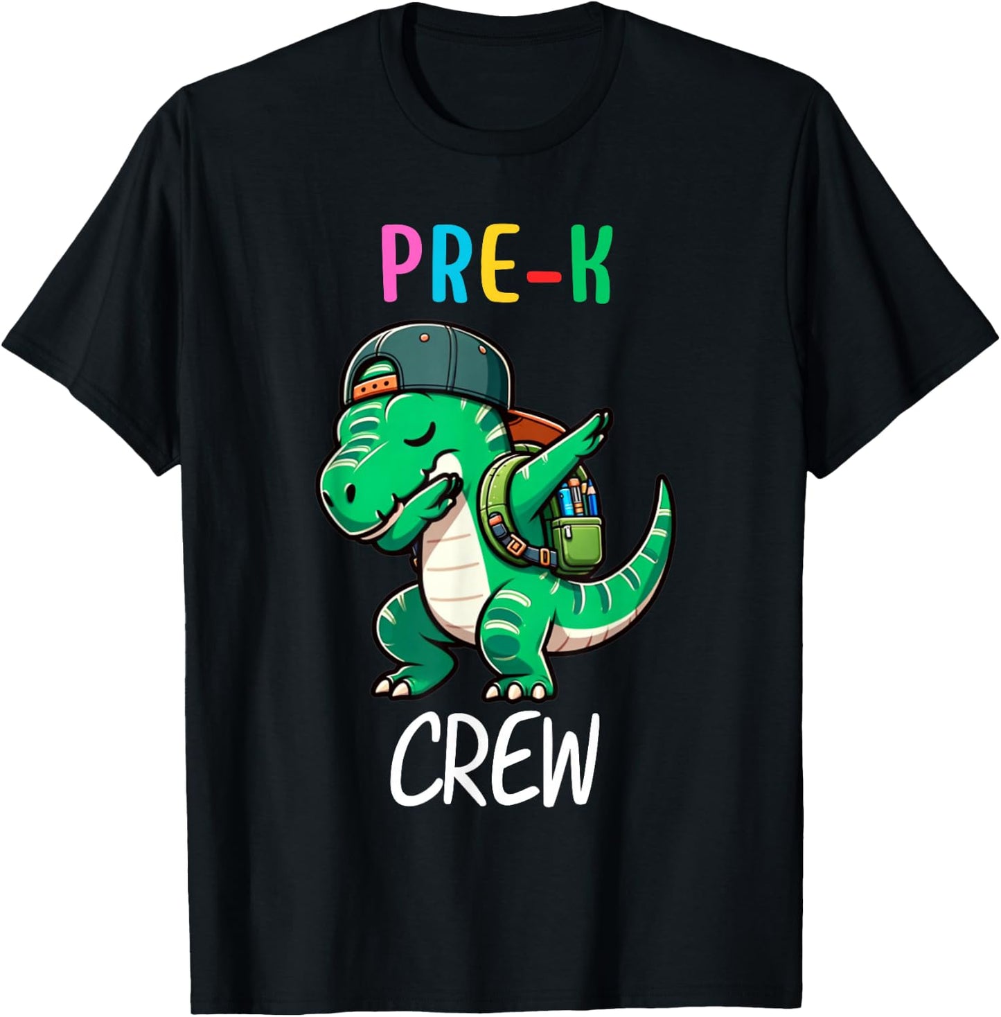 Pre-K Crew T-rex Dinosaur Dabbing Kids Funny Back To School T-Shirt - T-Shirt | Black