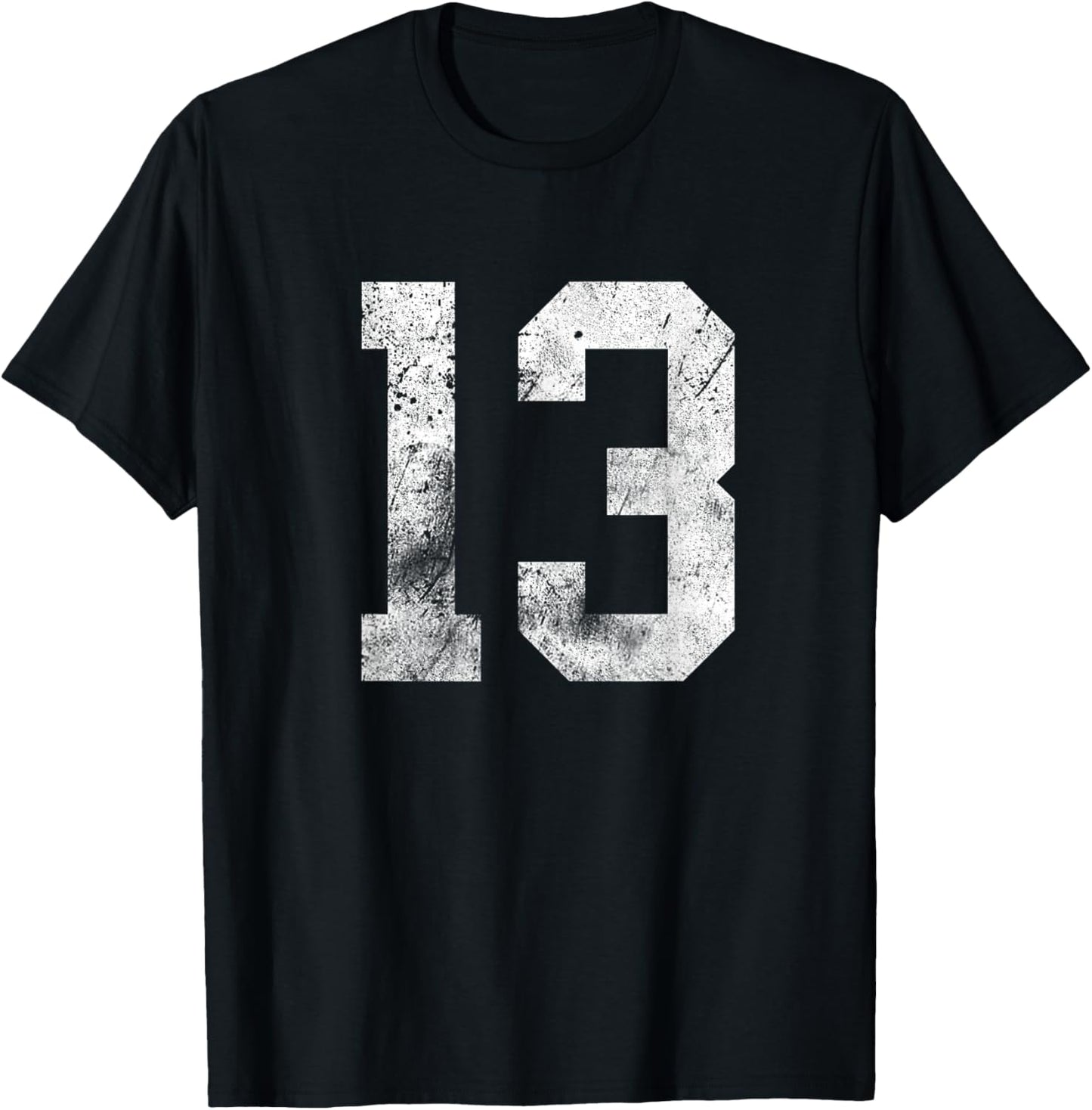 13 Cool Distressed Birthday Lucky Number Player 13th T-Shirt - T-Shirt | Black