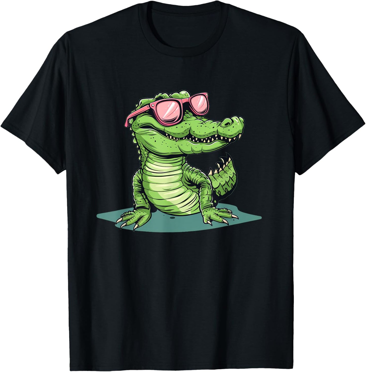 Funny pink Sunglasses Crocodile T-Shirt - T-Shirt | Black