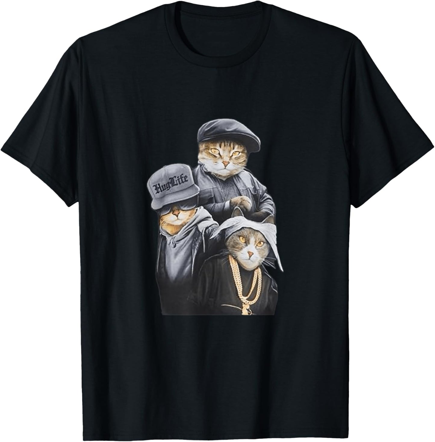 Funny Cat Trio Gangster Thug Cat T-Shirt - T-Shirt | Black